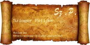 Szinger Polidor névjegykártya